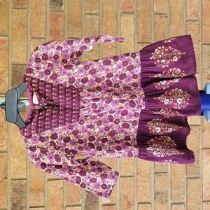 Pink chicken dress 6-12 months purple/white/brown